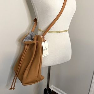 Leather bucket bag, Camel colored